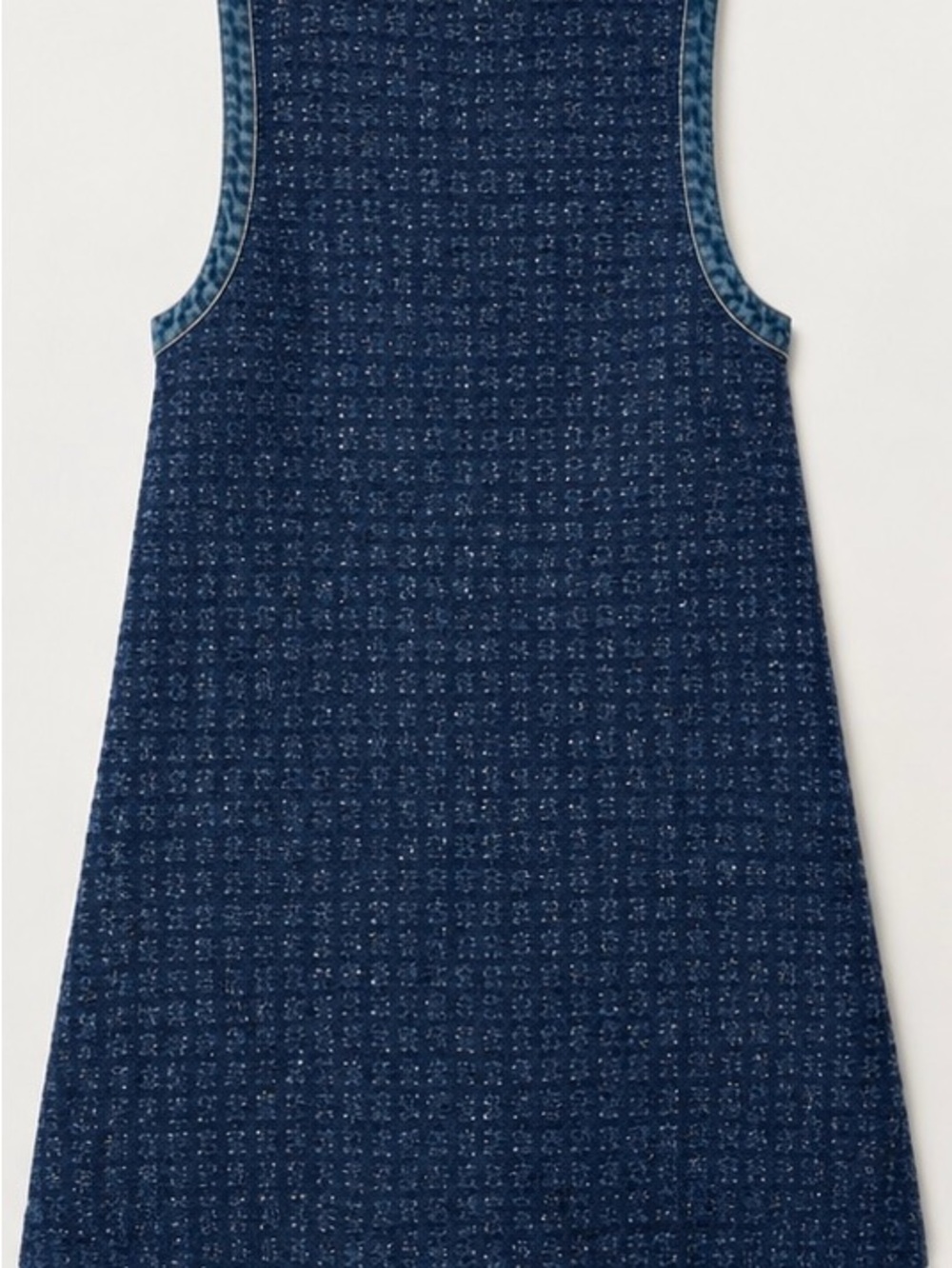 Sandro Dark Blue Tweed Button-Front Sleeveless Dress - Picture 2 of 3